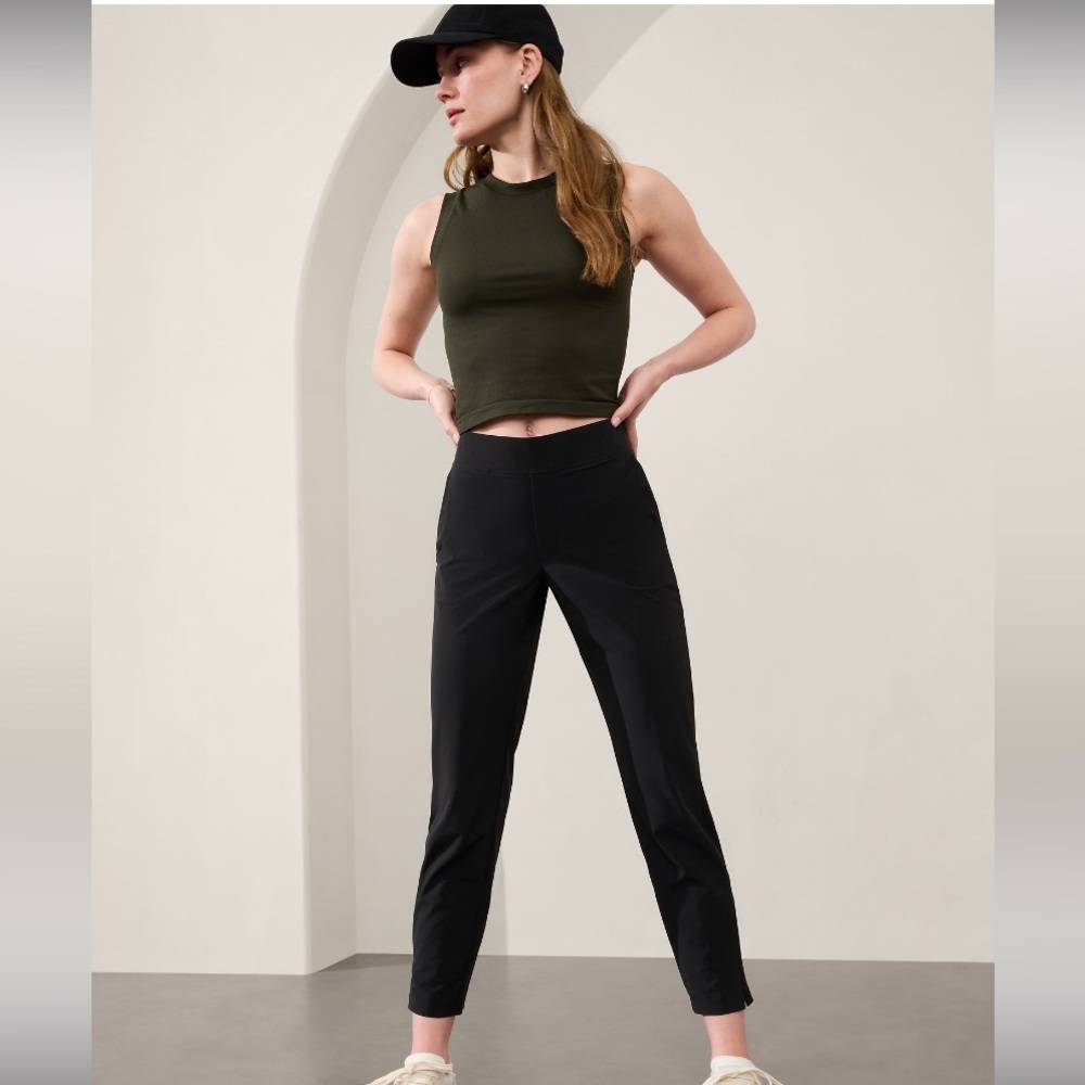 NWT 12P Athleta Black Mid Rise Brooklyn Ankle Pant